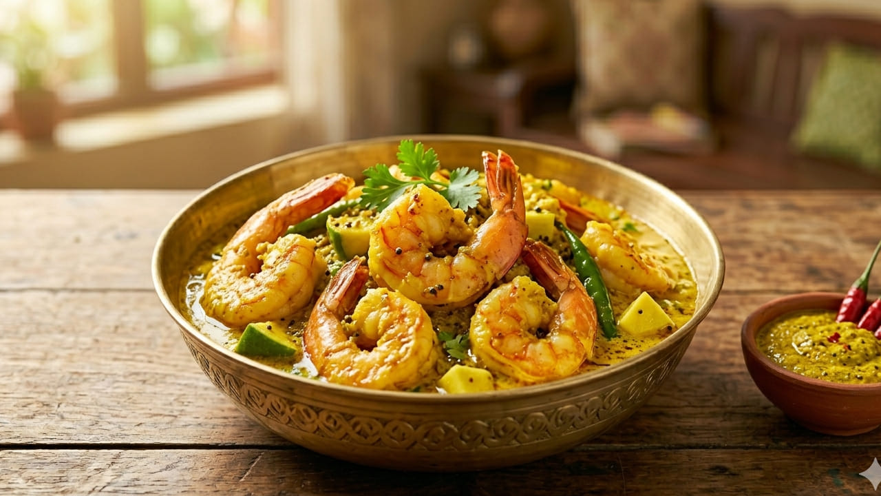 চিংড়ি মাছের সঙ্গে কাঁচা আমের মেলবন্ধন এক রাজকীয় স্বাদ এনে দেয় যা জিভে জল আনার মতো। কাসুন্দি আর সর্ষের তেলের ঝাঁঝের সঙ্গে কাঁচা আমের টক স্বাদ মিলে এক অপূর্ব গ্রেভি তৈরি হয়। যাঁরা একটু ঝাল এবং কড়া স্বাদ পছন্দ করেন, তাঁদের জন্য আম কাসুন্দি চিংড়ি হল সেরা পছন্দ। Gemini AI