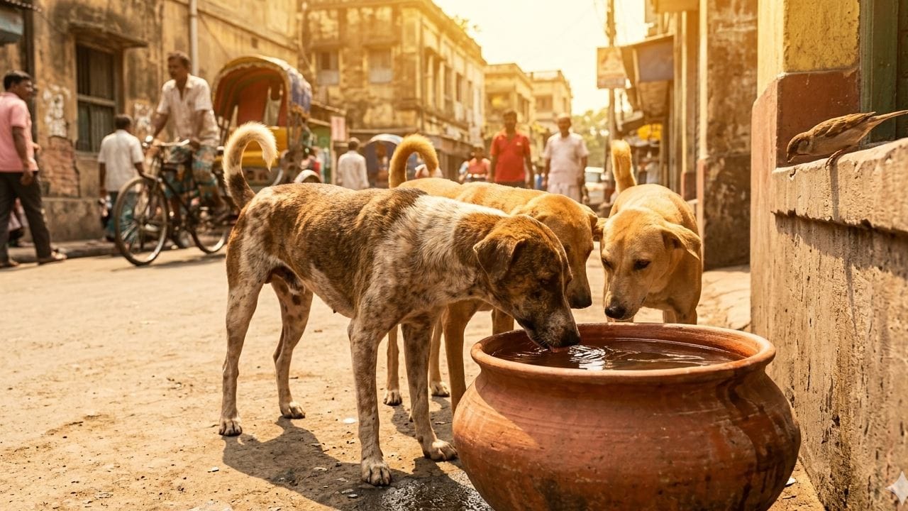 বাড়ির সামনে বা ছাদে মাটির পাত্রে জল ভরে রাখা যেতে পারে। এতে রাস্তার তৃষ্ণার্ত কুকুর, বিড়াল বা পাখিরা জল খেয়ে প্রাণ বাঁচাতে পারবে। সামান্য একটু সাহায্যই অনেক প্রাণীর কষ্ট কমিয়ে দেয়। Gemini AI