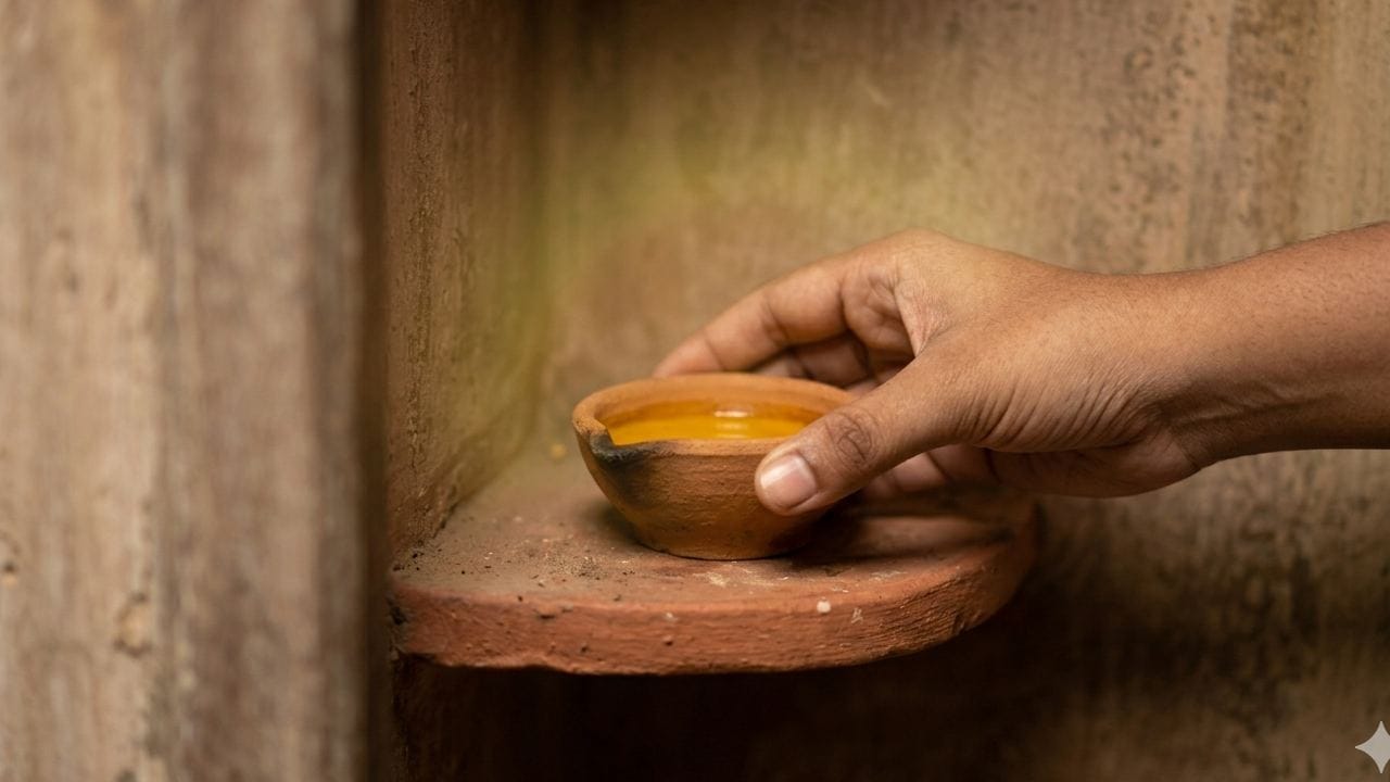 হলুদ মেশানো জলের ওই প্রদীপটি বাড়ির ঈশান কোণে অর্থাৎ উত্তর-পূর্ব দিকে রেখে দিন। এর প্রভাবে বাড়ির সব নেতিবাচক শক্তি দূর হয়ে যায়। পরিবারের সবার মধ্যে পুরনো বিবাদ মিটে গিয়ে মানসিক শান্তি ফিরে আসে। Gemini AI