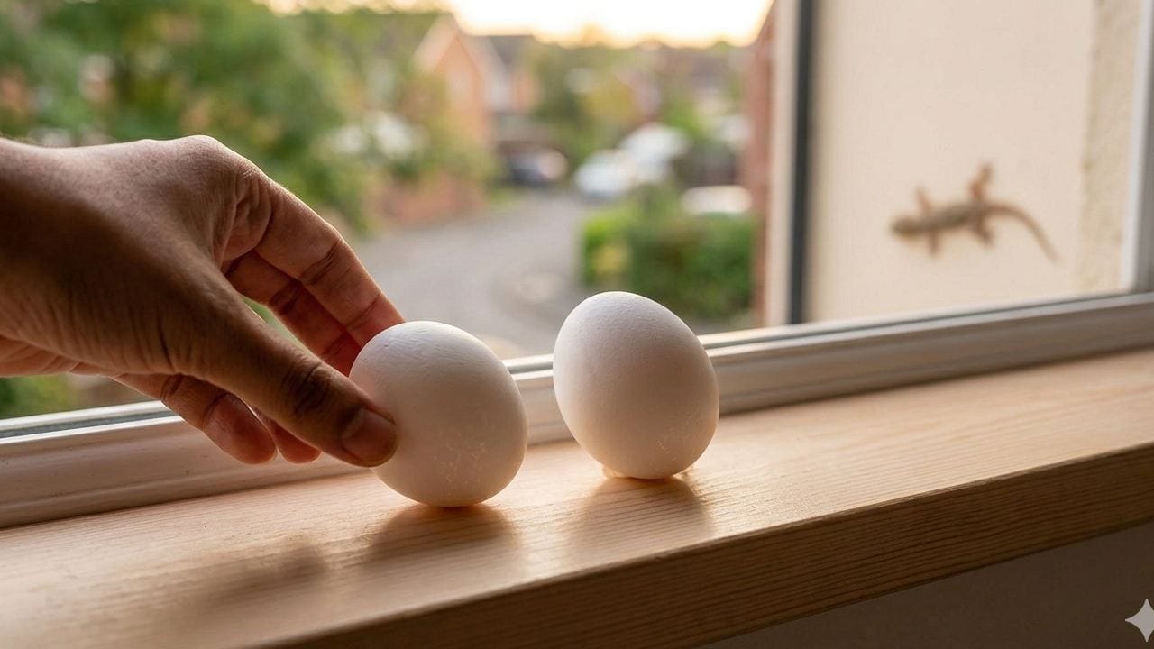 ডিম খাওয়ার পর খোসা না ফেলে তা ধুয়ে পরিষ্কার করে জানলার পাশে সাজিয়ে রাখুন। ডিমের খোসার গন্ধ আর আকার দেখে টিকটিকি বড় কোনো শত্রুর উপস্থিতি কল্পনা করে। ফলে প্রাণভয়ে তারা বাড়ি থেকে চম্পট দিতে বাধ্য হয়েছে। Gemini AI