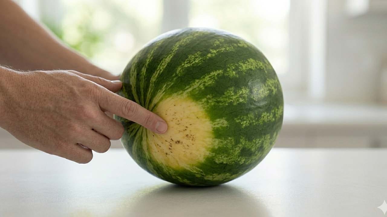 কেনার সময় লক্ষ্য করুন তরমুজের গায়ে বড় হলুদ রঙের ছোপ আছে কি না। এই হলুদ দাগ থাকলে বুঝবেন সেটি প্রাকৃতিকভাবে পেকেছে। পুরো তরমুজ গাঢ় সবুজ ও দাগহীন হলে তা রাসায়নিক দিয়ে পাকানো হতে পারে। Gemini AI