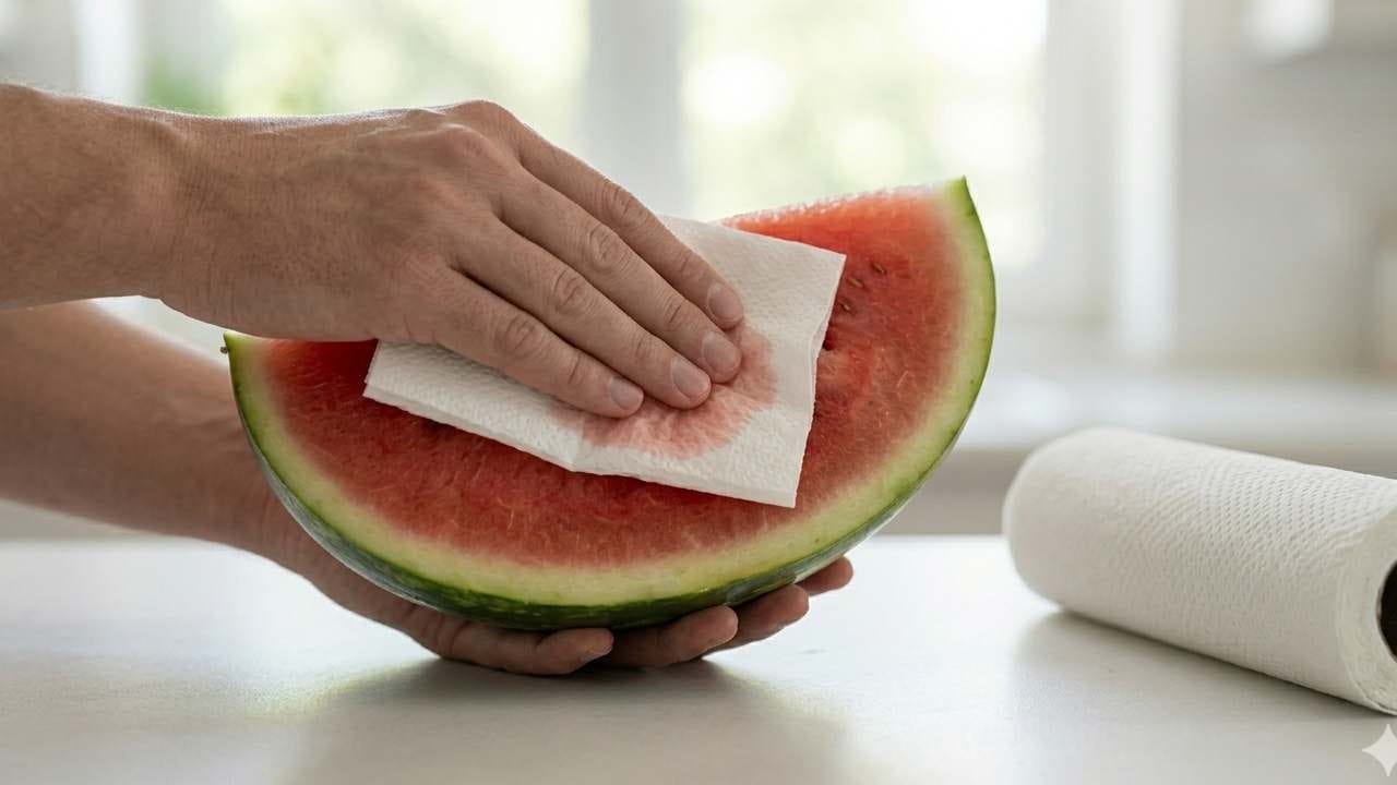 তরমুজটি আসল না নকল তা বুঝতে প্রথমে এক টুকরো লাল অংশ কেটে নিন। এবার একটি পরিষ্কার সাদা টিস্যু পেপার নিয়ে ওই লাল অংশের ওপর আলতো করে চেপে ধরুন। এটি সবথেকে সহজ ও কার্যকরী পরীক্ষা। Gemini AI