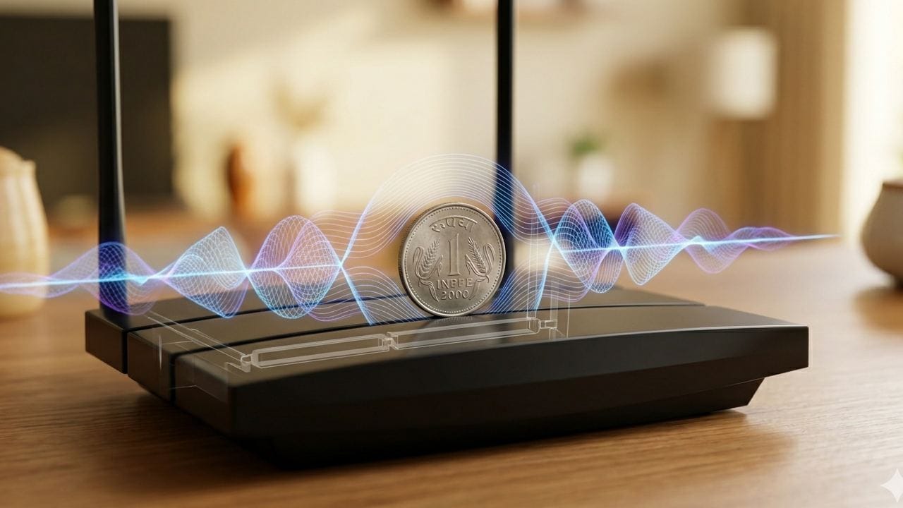 রাউটার সাধারণত ২.৪ গিগাহার্টজ বা ৫ গিগাহার্টজ ফ্রিকোয়েন্সিতে কাজ করে। ওয়াই-ফাই তরঙ্গগুলো সেন্টিমিটারে পরিমাপ করা হয়, যা অত্যন্ত সংবেদনশীল। একটি ছোট ধাতব কয়েন এই জটিল তরঙ্গকে নিয়ন্ত্রণ বা রিফ্লেক্ট করার মতো সক্ষমতা রাখে না। Gemini AI