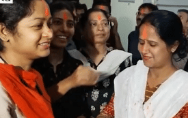 নবান্নের ভিতরেই গেরুয়া আবিরে মাতলেন কর্মীরা, উড়ল পতাকাও