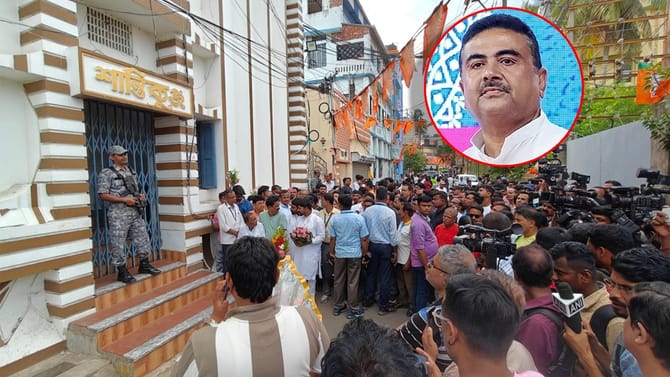 দুপুরে কব্জি ডুবিয়ে খেলেন শুভেন্দু, পাতে কী কী ছিল জানেন
