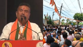 Live: শান্তিকুঞ্জে 'মুখ্যমন্ত্রী' শুভেন্দুকে দেখতে ভিড়, এল 'চিতা'-ও