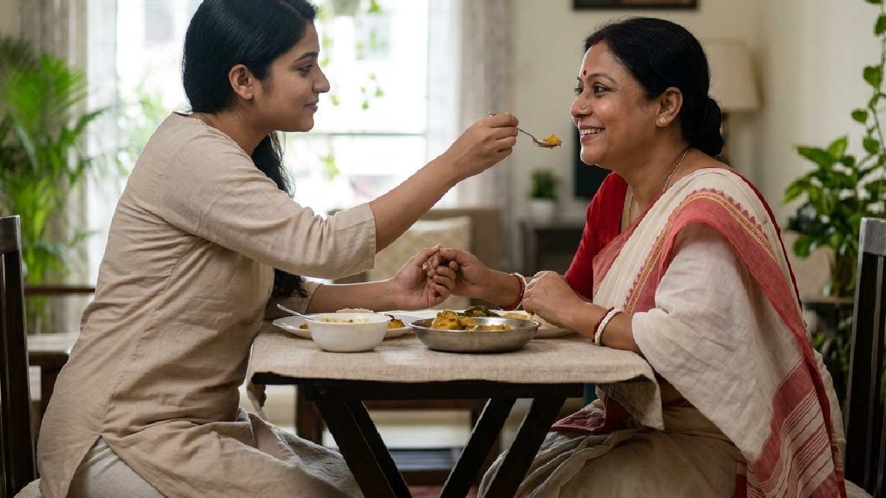 মায়ের সঙ্গে বসে এভাবে খাবার খাওয়ার মুহূর্তটি অত্যন্ত আবেগঘন হয়ে উঠতে পারে। এই ছোট পদক্ষেপটি আপনাদের সম্পর্কের বাঁধনকে আরও মজবুত করবে এবং মায়ের চোখে আনন্দের জল এনে দেবে।   Gemini AI
