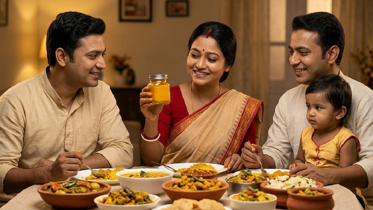 রান্নায় স্বাদ ও রং আনতে গিয়ে যেন নিজেদের অজান্তেই শরীরে বিষ প্রবেশ না করে, সেদিকে নজর রাখতে হবে। কখনও সস্তা দাম বা অতিরিক্ত উজ্জ্বল রঙের প্রলোভনে পড়ে খোলা মশলা কেনা একদমই উচিত নয়। সর্বদা নির্ভরযোগ্য জায়গা থেকে হলুদ কিনুন এবং পরিবারের স্বাস্থ্য সুরক্ষিত রাখতে বাড়িতেই তা পরীক্ষা করে নিন। Gemini AI