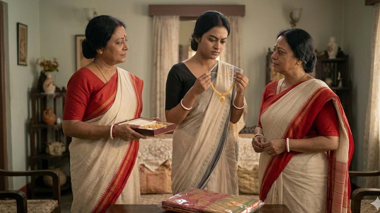 শাশুড়ির দেওয়া শাড়ি বা গয়না আপনার পছন্দ না-ই হতে পারে। কিন্তু তাঁর সামনে কখনও সেই উপহারের মান নিয়ে প্রশ্ন তুলবেন না। বরং তাঁর স্নেহের দান হিসেবে সেটি যত্ন করে রাখুন, এতে সম্পর্ক অনেক বেশি ভালো হয়। Gemini AI