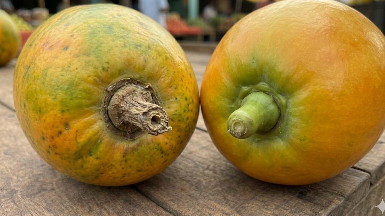 প্রাকৃতিক উপায়ে পাকা ফলের বৃন্ত বা বোঁটার চারপাশটা সাধারণত একটু বেশিই নরম এবং কুঁচকানো থাকে। যদি দেখেন পেঁপেটি উজ্জ্বল রঙের কিন্তু বোঁটার দিকটি অত্যন্ত শক্ত, তবে বুঝবেন সেটি রাসায়নিকের কারসাজি। কৃত্রিম পাকানো ফলে বৃন্তের অংশটি কখনওই প্রাকৃতিকভাবে শুকোয় না। Gemini AI