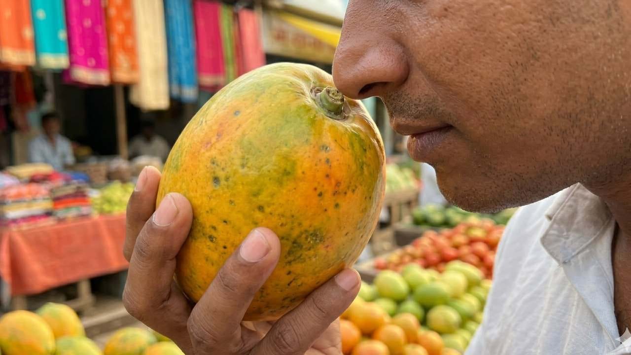 পেঁপের নিজস্ব একটি মিষ্টি ও মনোরম সুগন্ধ রয়েছে যা প্রাকৃতিকভাবে পাকলে পাওয়া যায়। কিন্তু রাসায়নিক দিয়ে পাকানো পেঁপেতে কোনও স্বাভাবিক গন্ধ থাকে না, এমনকি কখনও কটু গন্ধও পাওয়া যেতে পারে। তাই কেনার আগে বোঁটার কাছ থেকে গন্ধ শুঁকে নেওয়া অত্যন্ত কার্যকরী এক কৌশল। Gemini AI