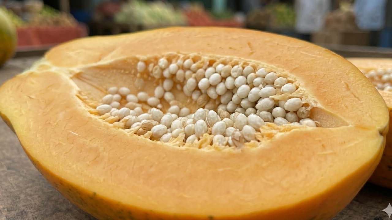 প্রাকৃতিকভাবে পাকা পেঁপের ভিতরটা গাঢ় কমলা এবং প্রতিটি অংশই নরম ও রসালো হয়। কিন্তু রাসায়নিক প্রয়োগ করা পেঁপে কাটলে দেখা যায় তার ভিতরের অংশ ফ্যাকাশে এবং বেশ শক্ত। এই ধরনের পেঁপে স্বাদে বিস্বাদ হয় এবং এতে কোনও মিষ্টি ভাব থাকে না। Gemini AI