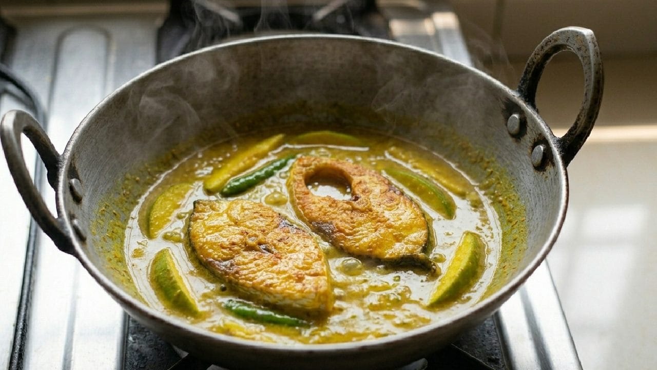 ঝোল ভালোভাবে ফুটে উঠলে ভেজে রাখা কাতলা মাছের টুকরোগুলো তার মধ্যে ছেড়ে দিন। মাঝারি আঁচে আরও ৫ মিনিট ফুটিয়ে ঝোল মাখামাখা হয়ে এলে নামিয়ে নিন। ব্যাস, গরম ভাতের সঙ্গে পরিবেশনের জন্য তৈরি জিভে জল আনা আম কাতলা! Gemini Ai