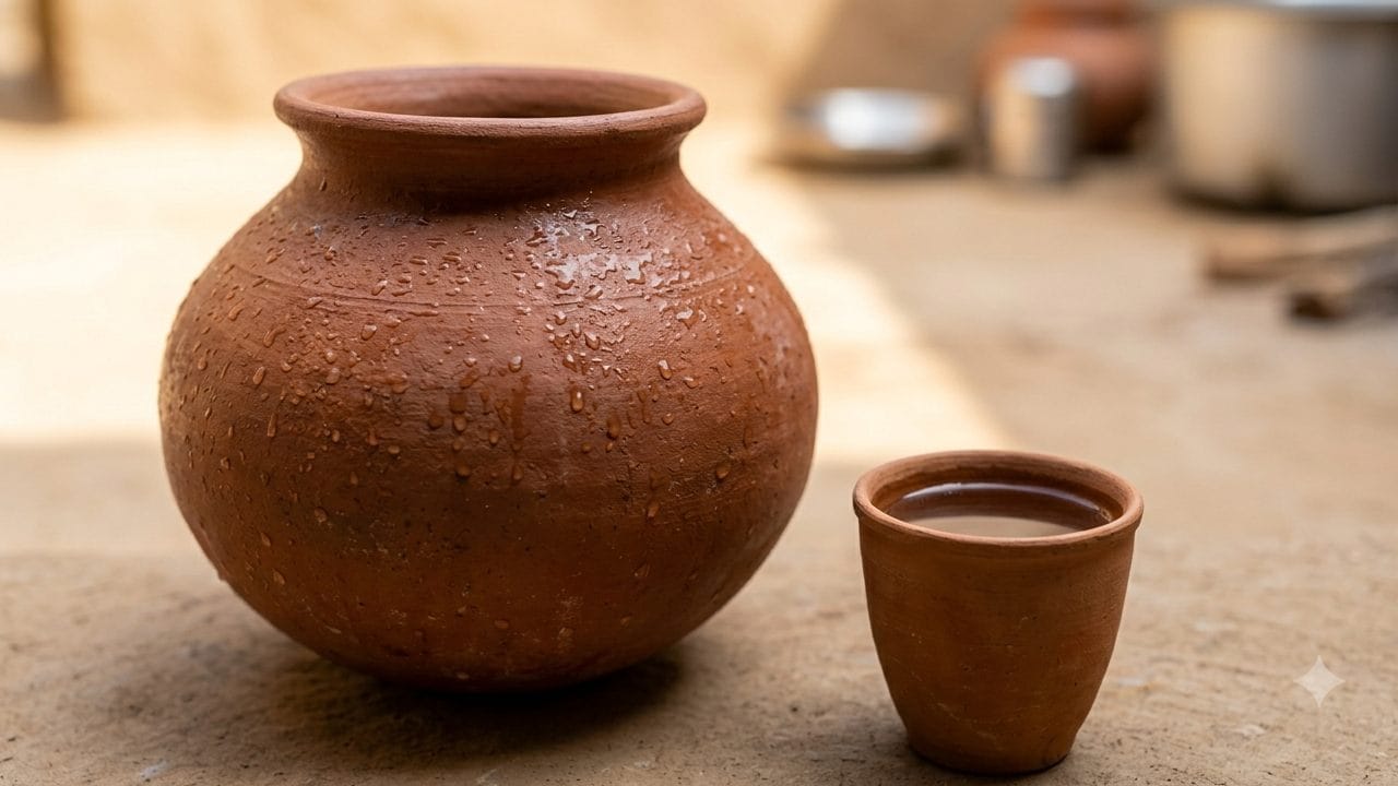 ফ্রিজের জল নয়, তেষ্টায় বুক ফাটলে মাটির কলসি বা মটকার জল পান করার শান্তিই আলাদা। বাষ্পীভবন প্রক্রিয়ার মাধ্যমে মাটির পাত্র প্রাকৃতিকভাবে জলকে ঠান্ডা রাখে। পরিবেশবান্ধব এই প্রাচীন উপায়টি আজও ভারতের বিভিন্ন প্রান্তে প্রবল জনপ্রিয়। Gemini AI