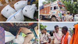 পেঁয়াজ নিয়ে যাচ্ছিল লরি, 'ঝাঁঝ' সামলে চারটি বস্তা বের করতেই থ পুলিশ