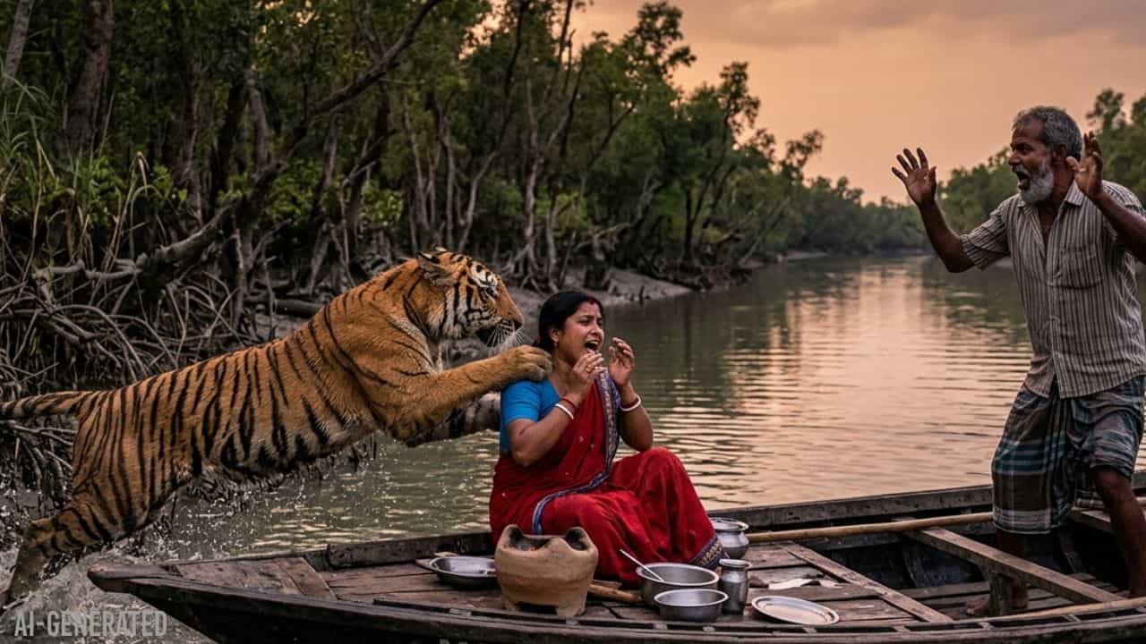Sundarban, Royal bengal tiger: রান্না করছিলেন নৌকোয়, পিছন থেকে ঝাঁপ দিল রয়াল বেঙ্গল, চোখের সামনেই বৌ-এর পরিণতি দেখলেন স্বামী Sundarban, Royal bengal tiger: রান্না করছিলেন নৌকোয়, পিছন থেকে ঝাঁপ দিল রয়াল বেঙ্গল, চোখের সামনেই বৌ-এর পরিণতি দেখলেন স্বামী