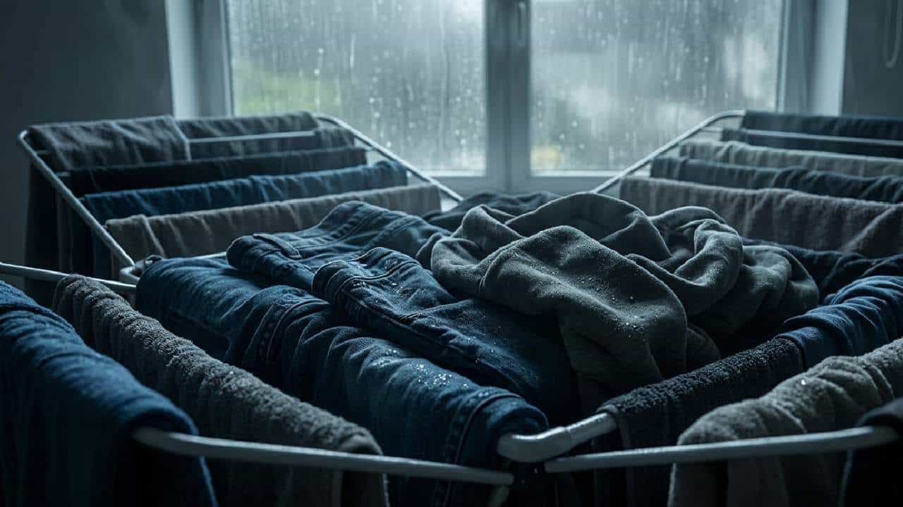 বর্ষার মরশুমে বাতাসে আর্দ্রতার পরিমাণ অতিরিক্ত বেড়ে যাওয়ার কারণে কাচা কাপড় সহজে শুকোতে চায় না। দীর্ঘক্ষণ ভেজা বা স্যাঁতসেঁতে অবস্থায় থাকার ফলে কাপড়ের তন্তুর মধ্যে ব্যাকটেরিয়া ও ফাঙ্গাস বা ছত্রাক খুব দ্রুত বংশবৃদ্ধি করে। মূলত এই অণুজীবগুলির কারণেই বর্ষাকালে শুকনো কাপড় থেকে এক ধরণের তীব্র ভ্যাপসা এবং দুর্গন্ধ তৈরি হয়। Gemini AI