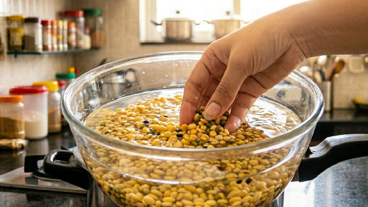 যেকোনও ডাল রান্না করার অন্তত আধ ঘণ্টা আগে যদি ভালো করে ধুয়ে পরিষ্কার জলে ভিজিয়ে রাখা যায়, তবে রান্নার সময় ফেনা হওয়ার প্রবণতা অনেকটাই কমে যায়। জল শোষণ করার কারণে ডালগুলো আগে থেকেই নরম হয়ে থাকে, যার ফলে ওভেনে বসানোর পর এগুলো খুব দ্রুত এবং অত্যন্ত সহজে সেদ্ধ হয়ে যায়। এর ফলে কুকারের ভেতরে অতিরিক্ত বাষ্পের চাপ তৈরি হতে পারে না এবং স্টার্চের ফেনা উথলে ওঠার সুযোগই পায় না। Gemini Ai