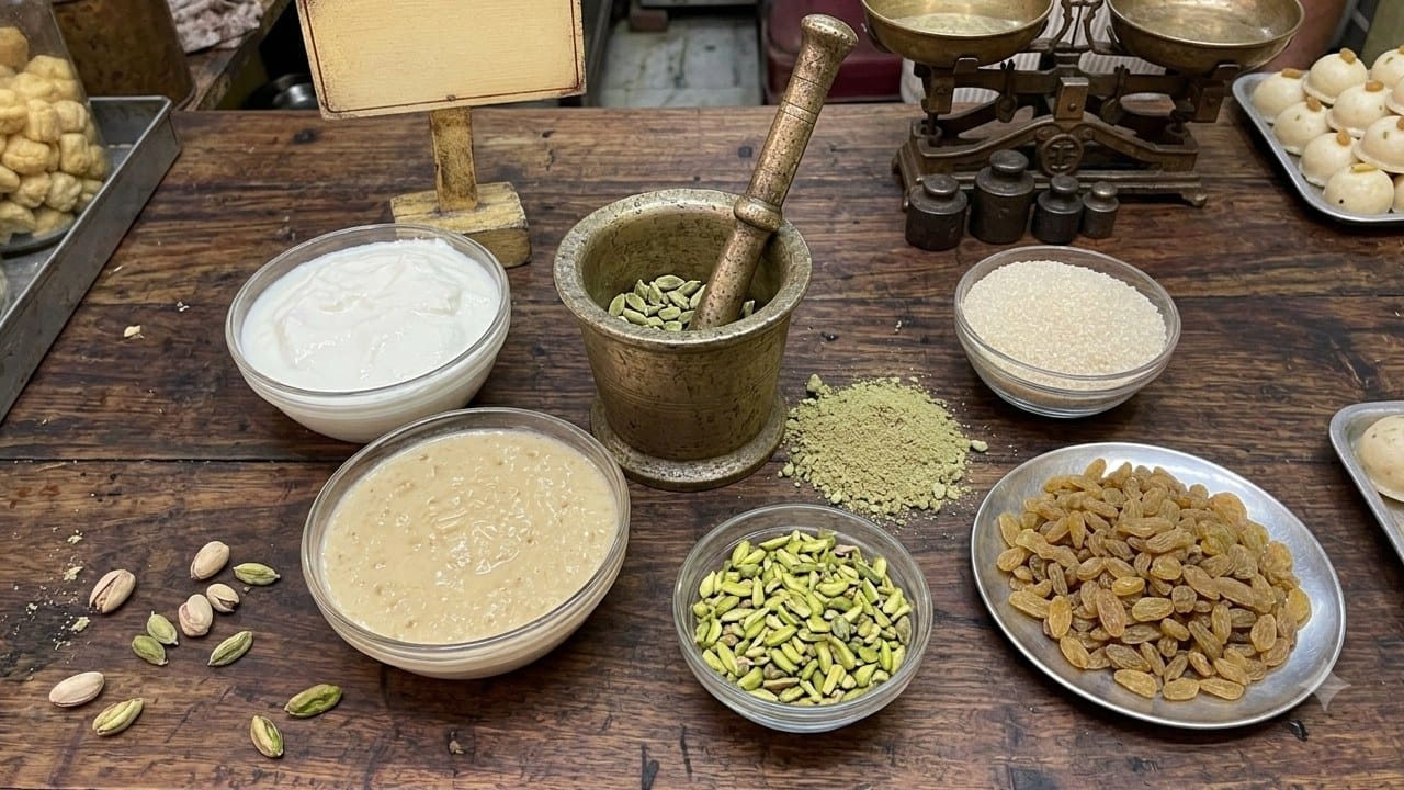 জনাইয়ের খাঁটি মনোহরা বানানোর জন্য প্রথমেই প্রয়োজন ৫০০ গ্রাম টাটকা ছানা, ১০০ গ্রাম খোয়া ক্ষীর, ৩০০ গ্রাম চিনি, সামান্য এলাচ গুঁড়ো এবং সাজানোর জন্য কুচানো পেস্তা। ওপরে চিনির শক্ত আস্তরণ বা কোটিং তৈরি করার জন্য আলাদা করে আরও ২০০ গ্রাম চিনি এবং জল লাগবে। ছানা চটকে নেওয়ার সময় খেয়াল রাখতে হবে তাতে যেন কোনও জল না থাকে। Gemini AI