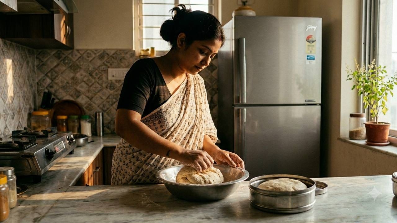 ব্যস্ত জীবনে সময় বাঁচাতে অনেকেই একবারে অনেকটা আটা মেখে ফ্রিজে রেখে দেওয়ার সিদ্ধান্ত নেন। অনেকে আবার সাধারণ ফ্রিজের বদলে ডিপ ফ্রিজ বা ফ্রিজারেও মেখে রাখা আটার মণ্ড বা ডো সংরক্ষণ করেন। কিন্তু এই অভ্যাস আপনার অজান্তেই শরীরের বারোটা বাজাচ্ছে না তো? Gemini Ai
