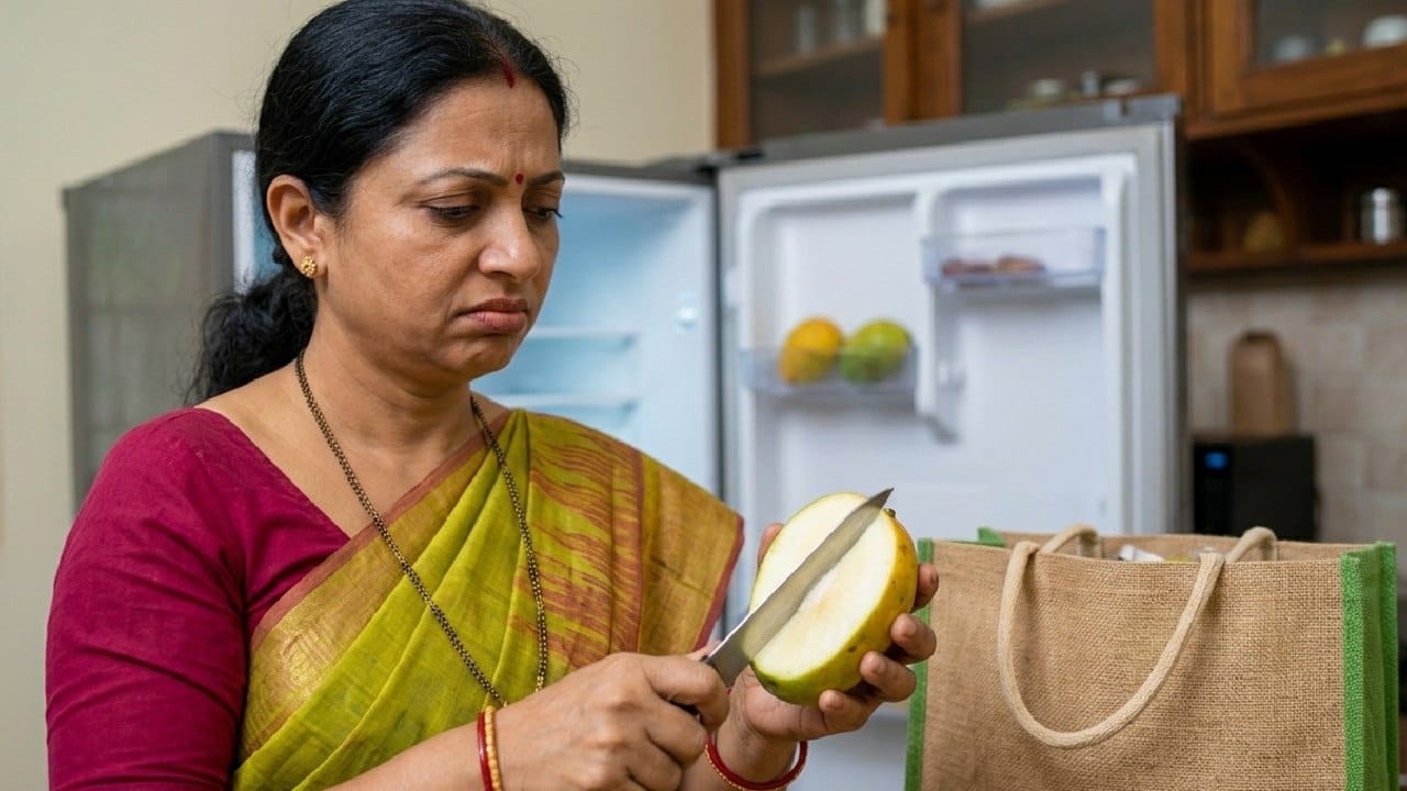 ফলের বাইরের রং হলুদ দেখে অনেকেই প্রতারিত হন এবং কাটার পর দেখেন ভিতরে মিষ্টি ভাব একেবারেই নেই। এই কারণেই ফ্রিজে রাখা আধপাকা আমের স্বাদ অনেক সময় টক থেকে যায়। তাই বাজার থেকে কাঁচা আম কিনে আনার পর তা স্বাভাবিক তাপমাত্রায় বাইরে রাখাই শ্রেয়। Gemini Ai