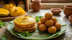 পাকা আম দিয়ে বানান জিভে জল আনা মুচমুচে ফুলুরি আর তুলতুলে মালপোয়া