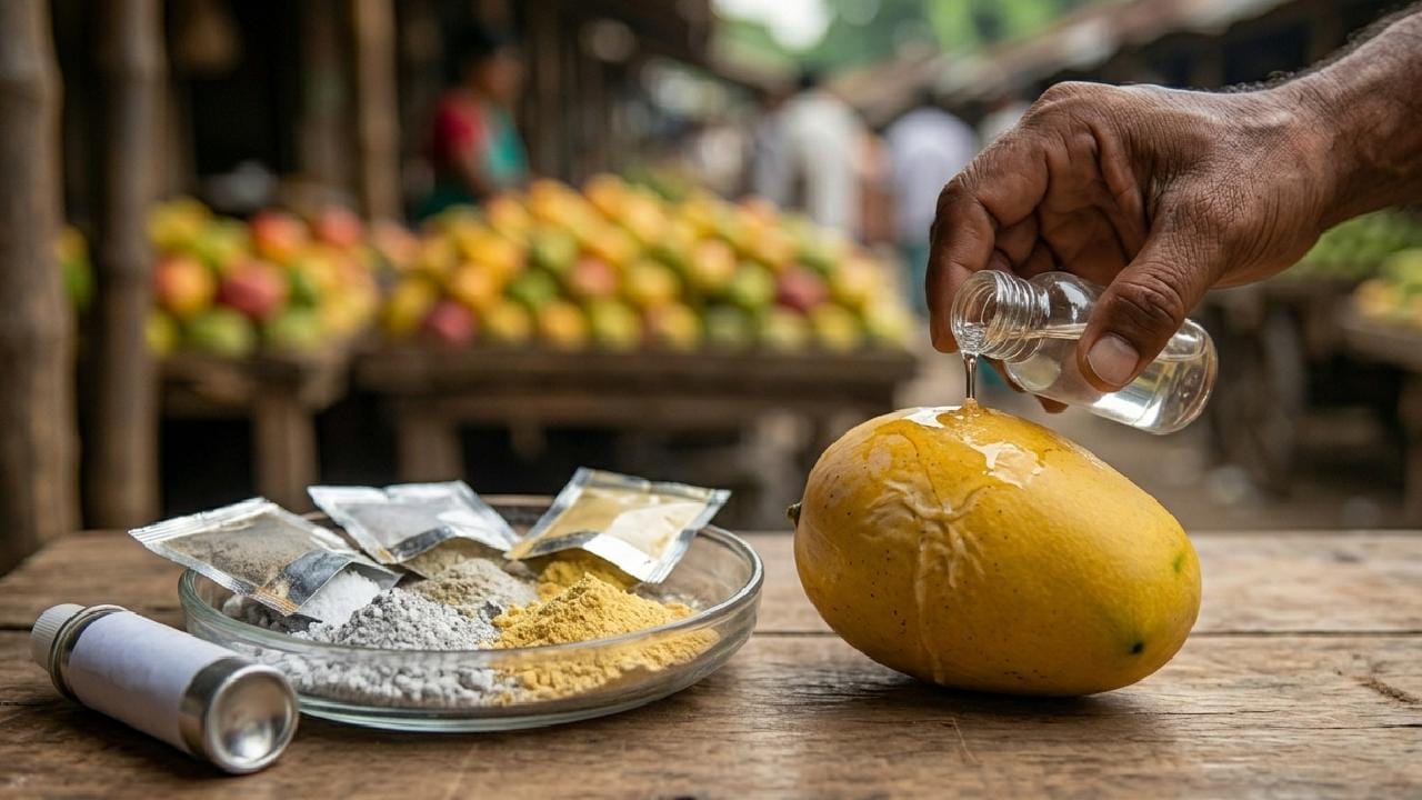 বিশ্ব স্বাস্থ্য সংস্থা (WHO)-এর অধীনস্থ আন্তর্জাতিক ক্যানসার গবেষণা সংস্থা (IARC) ফরমালিনকে ১-ক্যাটাগরির ক্যানসার সৃষ্টিকারী উপাদান হিসেবে চিহ্নিত করেছে, যা কিছু অসাধু ব্যবসায়ী আমের পচন রোধে ব্যবহার করে থাকেন। ফরমালিনযুক্ত আম খেলে মুখ, গলা ও পাকস্থলীতে তীব্র জ্বালাপোড়ার পাশাপাশি শ্বাসনালির স্থায়ী ক্ষতি হতে পারে। ইদানীং কার্বাইডের বিকল্প হিসেবে ইথেফন ব্যবহার হলেও মাত্রাতিরিক্ত প্রয়োগে পেটব্যথা, ডায়রিয়া ও বমি হওয়ার আশঙ্কা থাকে। Gemini Ai