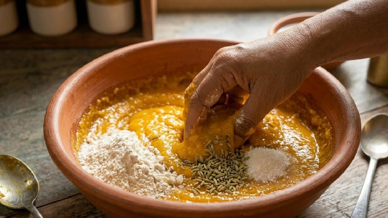 এবার প্রথমে আসা যাক মুচমুচে আমের ফুলুরির কথায় যা বানাতে একটি পাত্রে পরিমাণ মতো গমের আটা, চালের গুঁড়ো, চিনি ও এক চিমটে নুন ভালো করে মিশিয়ে নিতে হবে। শুকনো উপকরণগুলো মেশানোর পর তাতে অল্প অল্প করে আমের ক্বাথ দিয়ে এবং প্রয়োজন মতো দুধ বা জল ঢেলে একটা থকথকে মিশ্রণ তৈরি করতে হবে। Gemini Ai