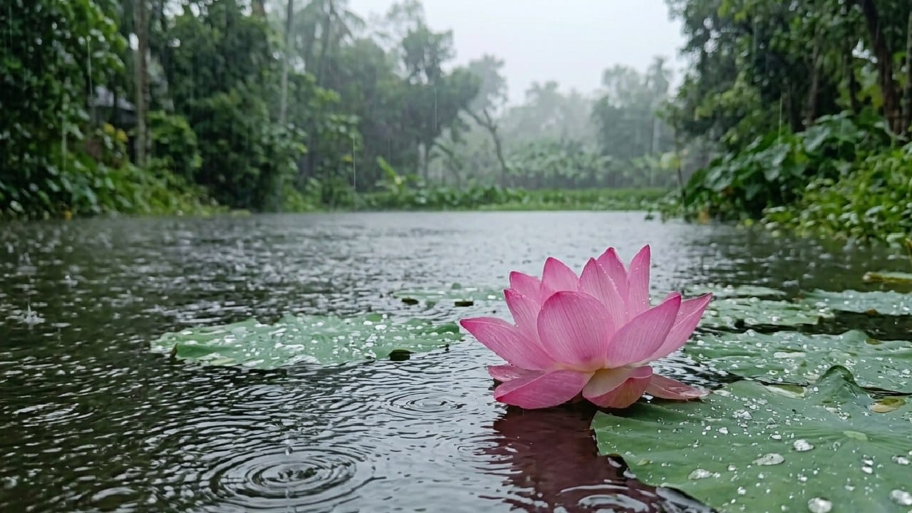 বর্ষার কথা হবে আর পদ্ম ফুলের নাম আসবে না তা কখনও হয় না। পুকুর বা জলাশয়ে জলের মাত্রা বাড়ার সঙ্গে সঙ্গে এই জলজ ফুল আরও সুন্দরভাবে প্রস্ফুটিত হয়। বাড়িতে বড় কোনও মাটির পাত্র বা চৌবাচ্চা থাকলে এই আদর্শ পরিবেশে খুব সহজেই পদ্ম চাষ করা সম্ভব। Gemini AI