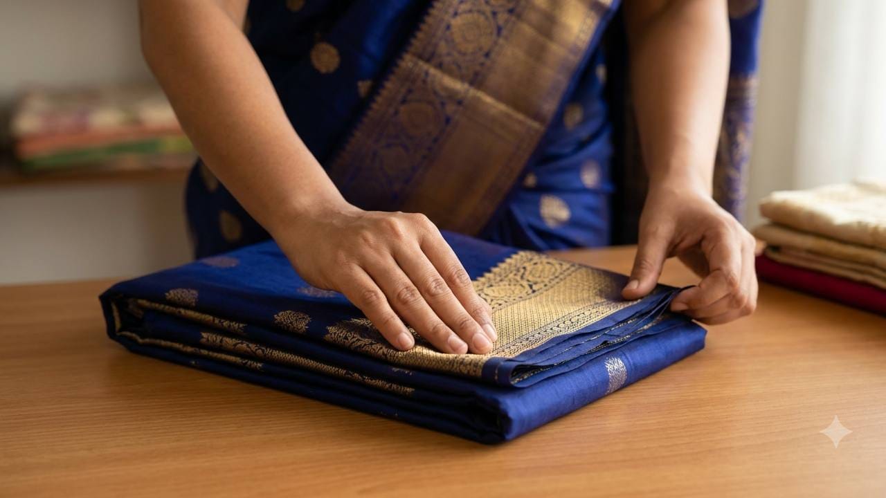 প্রিয় সিল্কের শাড়ি দীর্ঘদিন ভালো রাখতে প্রতি তিন থেকে ছয় মাস অন্তর সেটির ভাঁজ বদলে ফেলা অত্যন্ত জরুরি। একই ভাঁজে বছরের পর বছর আলমারিতে রেখে দিলে কাপড়ের সেই নির্দিষ্ট অংশে অতিরিক্ত চাপ পড়ে সুতো দুর্বল হয়ে যায়। নিয়মিত শাড়ির ভাঁজ উল্টেপাল্টে রাখলে কাপড়ের ওপর চাপ সমানভাবে বণ্টিত হয় এবং ভাঁজে ফেটে বা ছিঁড়ে যাওয়ার আশঙ্কা এক ধাক্কায় অনেকটাই কমে যায়। Gemini Ai