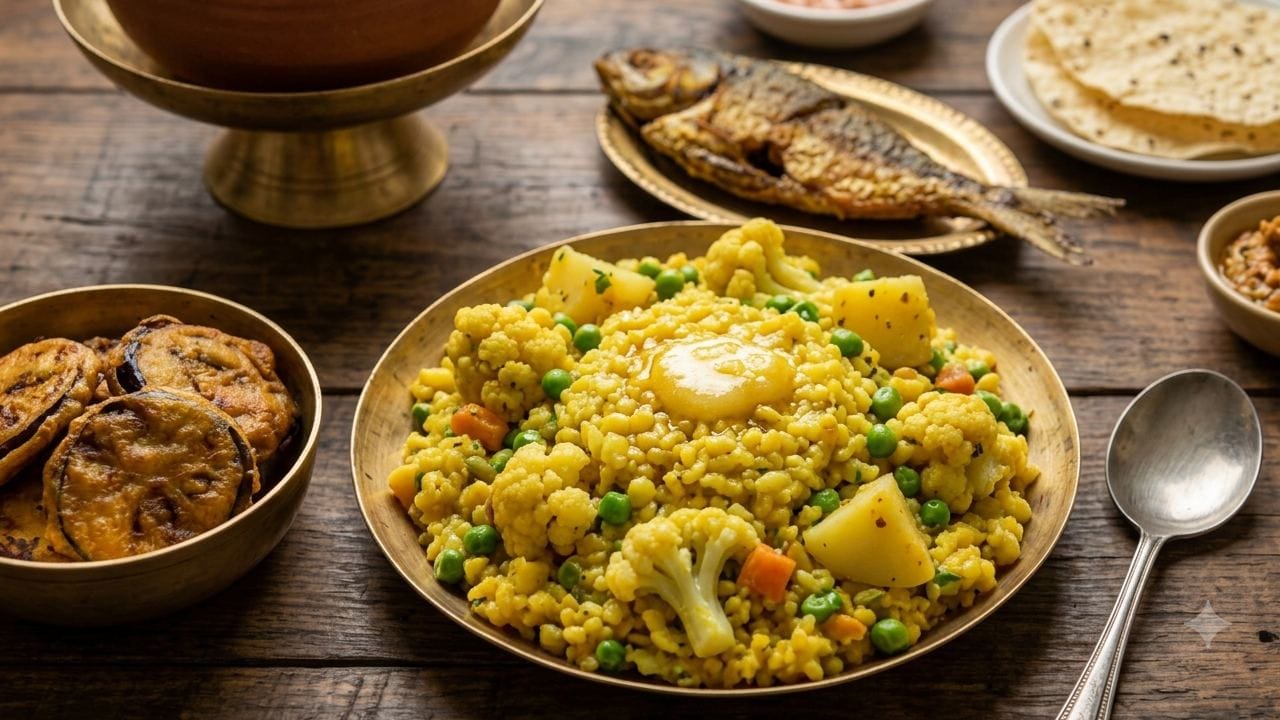 বাঙালির বারো মাসের প্রিয় খিচুড়ি (Khichuri) বর্ষার দিনে যেন আরও বেশি জমজমাট হয়ে ওঠে। চাল, ডাল এবং খাঁটি ঘি-মশলার এই মেলবন্ধনে অনেকে ফুলকপি, আলু ও মটরশুঁটি যোগ করতে পছন্দ করেন, আবার সামাজিক ও সাংস্কৃতিক ভিন্নতা অনুযায়ী এতে মাছ বা মাংসের মতন বৈচিত্র্যও দেখা যায়। তবে ঐতিহ্য মেনে হালকা পাতলা বা চচ্চড়ি দিয়ে সিম্পল খিচুড়ি খাওয়ার আনন্দই আলাদা। Gemini AI
