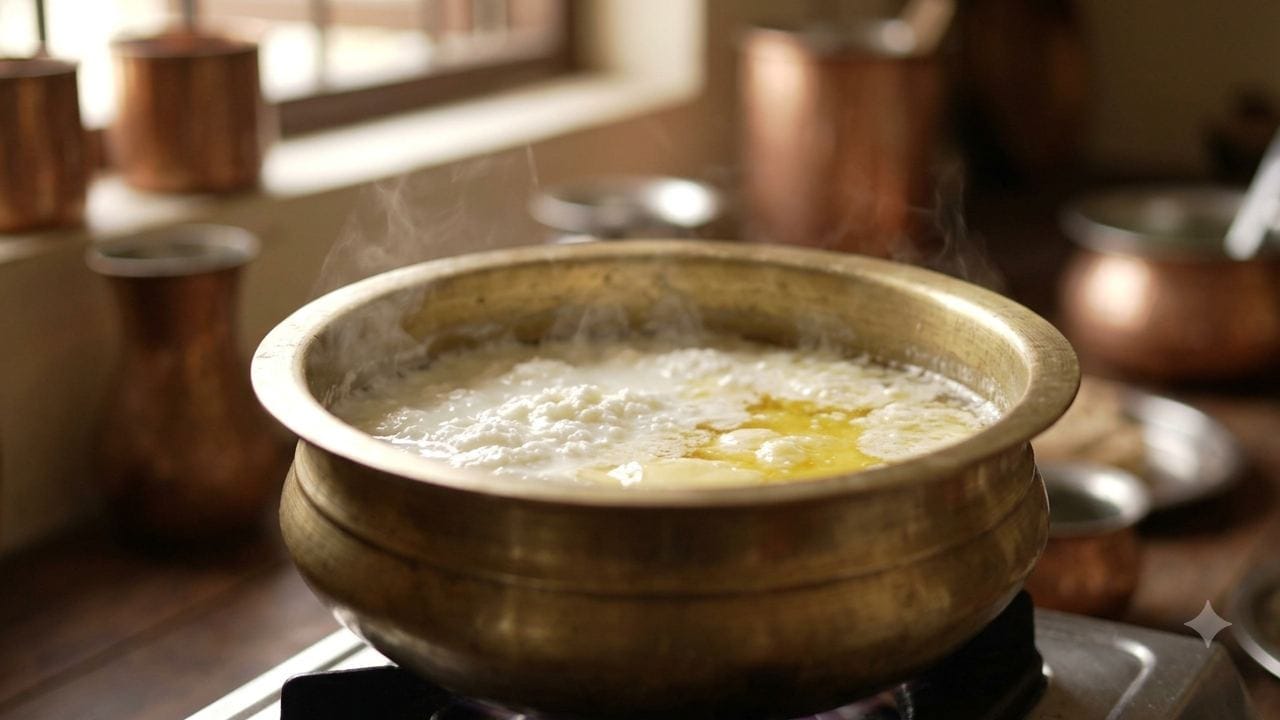 ঘি আসলে কী এবং কীভাবে এটি তৈরি হয় তা ভালোভাবে জেনে নেওয়া জরুরি। মাখনকে ধীরে ধীরে গরম করে তার জলীয় অংশ বাষ্পীভূত করার পর দুধের কঠিন অংশ আলাদা করা হয়। এরপর যে সোনালি রঙের চর্বি বা ফ্যাট অবশিষ্ট থাকে, সেটিই হল সুস্বাদু ও সুগন্ধী ঘি। Gemini Ai