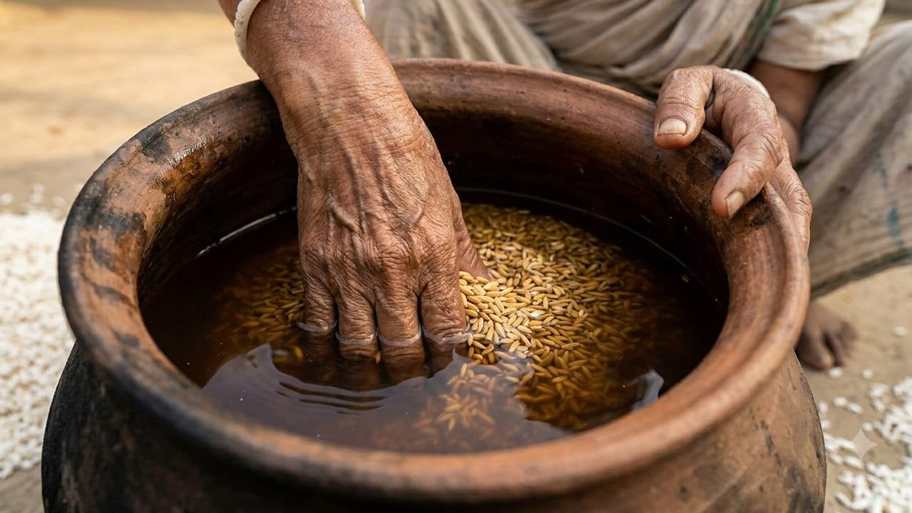 সাধারণত মনে হতে পারে খই ভাজতে আর এমন কী সময় লাগে, কিন্তু আদি পদ্ধতিতে এই কাজ করতে গেলে দরকার হত সীমাহীন ধৈর্যের। বালি গরম করে তাতে ধান ছাড়ার আগে সেই ধানকে ভিজিয়ে রাখার পেছনেই প্রাচীন রীতি অনুযায়ী লেগে যেত প্রায় ৪০ থেকে ৭০ ঘণ্টা। পরবর্তী সময়ে গরম জলের চল শুরু হলেও ধান ভেজানোর এই প্রাথমিক প্রক্রিয়াটি সম্পন্ন করতেই কম করে ১৫ থেকে ২০ ঘণ্টা সময় লাগত। Gemini Ai