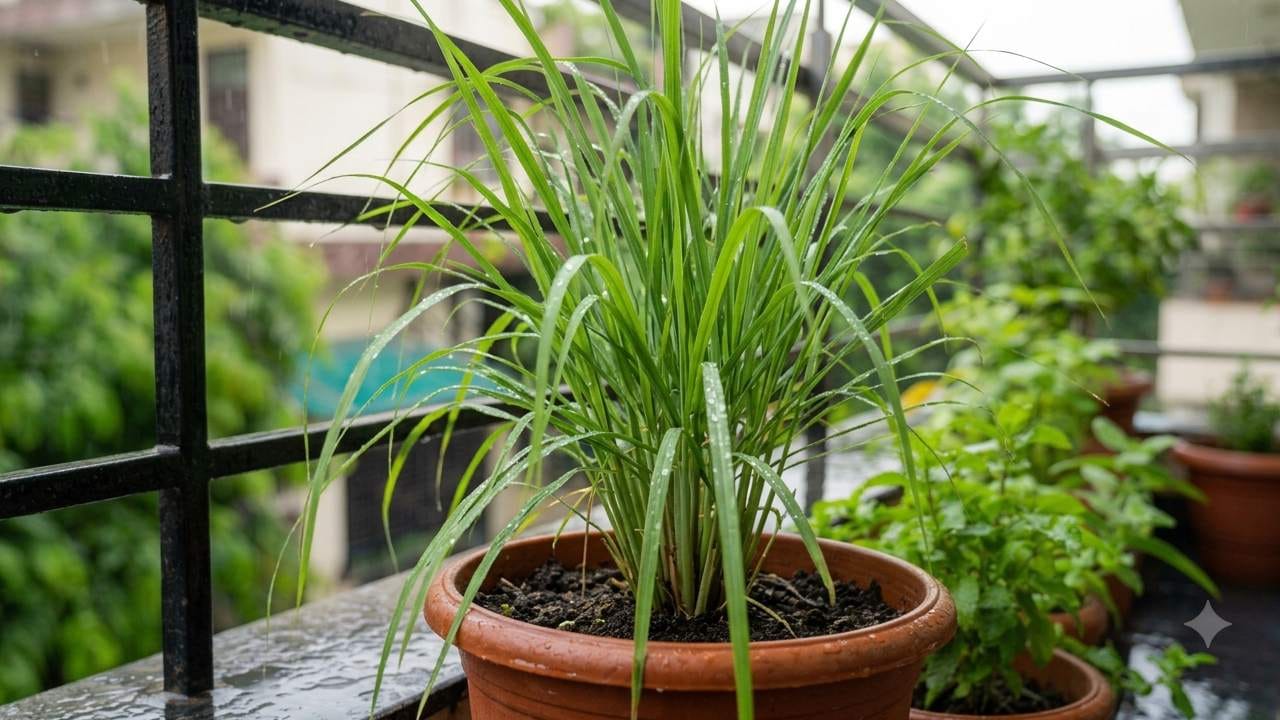 লেমনগ্রাস বৃষ্টির জল পেয়ে দারুণভাবে সবুজ হয়ে ওঠে এবং একটু বড় সাইজের টবে এটি সহজেই চাষ করা যায়। এই গাছের জন্য প্রচুর পরিমাণে সূর্যালোক এবং মাটিতে নিয়মিত আর্দ্রতা বজায় রাখা প্রয়োজন। এর কান্ড কেটে তৈরি রিফ্রেশিং ভেষজ চা কিংবা স্যুপ শরীরের ক্লান্তি দূর করতে সাহায্য করে। Gemini AI