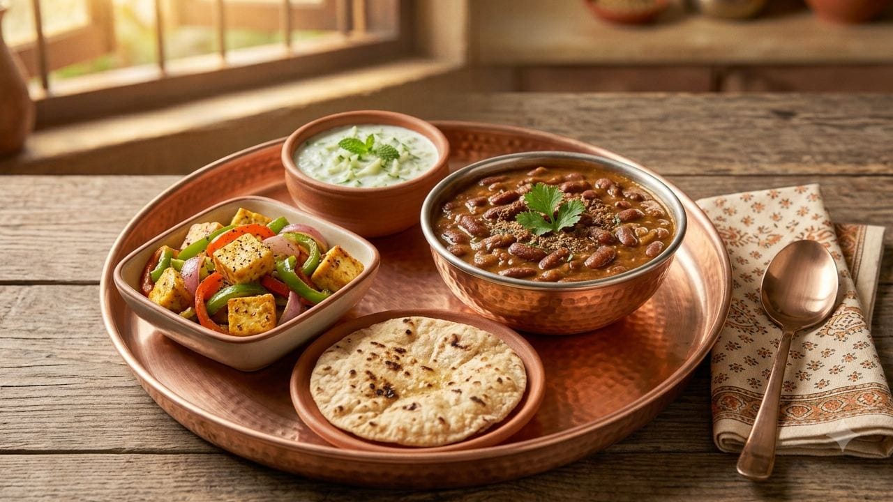 এক বাটি ঘন রাজমা কারির সঙ্গে ১০০ গ্রাম পনির, ক্যাপসিকাম ও গোলমরিচ দিয়ে তৈরি একটি কুইক স্টার-ফ্রাই কম্বিনেশন ডিনারের জন্য সেরা। এটি একটি ছোট রুটি বা সামান্য ব্রাউন রাইসের সঙ্গে খেলে ডাল ও দুগ্ধজাত উপাদানের মিশ্রণে প্রোটিনের মান অনেক বেড়ে যায়। এই পদটি হজম হয় ধীরগতিতে যার ফলে শরীর প্রায় ৩৪ থেকে ৩৬ গ্রাম প্রোটিনের পাশাপাশি দীর্ঘক্ষণ এনার্জিও পাবে। Gemini AI