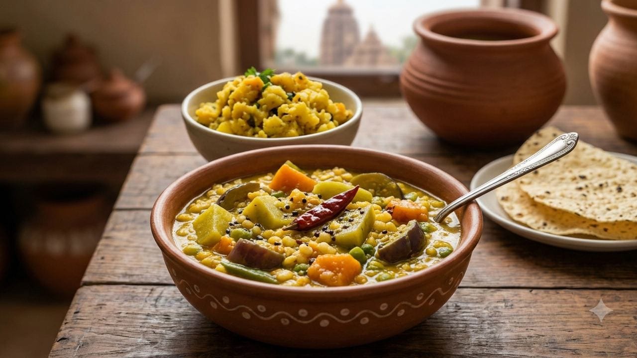 ওড়িশার বিখ্যাত দালমা খিচুড়ি (Dalma Khichdi) পুষ্টি এবং স্বাদে এতটাই অতুলনীয় যে একে কেউ অসুস্থ মানুষের খাবার বলার ভুল করবেন না। তুঁত বা অড়হর ডালের সঙ্গে কাঁচকলা, মিষ্টি কুমড়ো, বেগুন সহ নানা সবজি সেদ্ধ করে সর্ষে ও জিরের চমৎকার ফোড়ন দিয়ে এটি তৈরি হয়। এছাড়া পুরীর জগন্নাথ মন্দিরের প্রসাদ হিসেবে তৈরি 'আদা হেঙ্গু খেচুড়ি'র স্বাদও ওড়িশায় অত্যন্ত জনপ্রিয়। Gemini AI