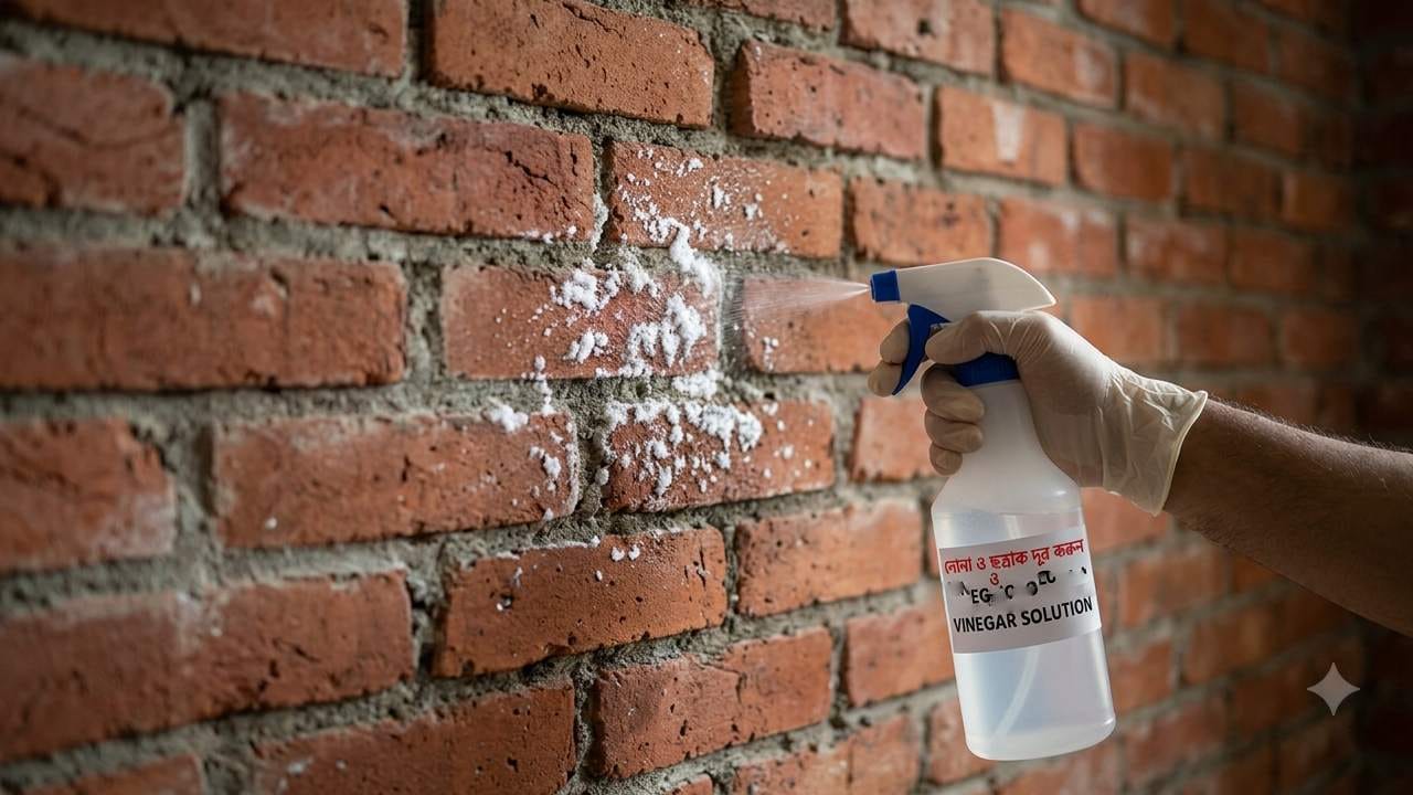 যদি বর্ষার কারণে দেওয়ালে ইতিপূর্বেই সাদা শ্যাওলা বা নোনার আস্তরণ জমতে শুরু করে, তবে তা দূর করতে ভিনেগার স্প্রে করার পদ্ধতি ম্যাজিকের মতো কাজ করে। এফেক্টেড বা আক্রান্ত জায়গায় ভালো করে ভিনেগার স্প্রে করে কিছুক্ষণ রেখে দিন এবং তারপর একটি পরিষ্কার শুকনো কাপড় দিয়ে দেওয়ালটি মুছে নিন। নিয়মিত জলের পাইপলাইনের চারপাশ পরিষ্কার ও শুকনো রাখলে এই নোনা ধরার সমস্যা থেকে সহজেই মুক্তি পাওয়া সম্ভব। Gemini AI