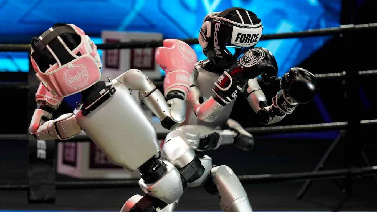 Chinese Boxing Robots: খাঁচার ভিতর বক্সিং করছে রোবট, দেখতে ভিড় দর্শকদের