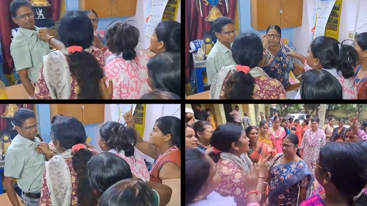 West Burdwan: পঞ্চায়েতে ‘স্বামী-রাজ’! TMC প্রধানের স্বামীকে কলার ধরে টেনে বার করলেন ক্ষুব্ধ মহিলারা West Burdwan: পঞ্চায়েতে ‘স্বামী-রাজ’! TMC প্রধানের স্বামীকে কলার ধরে টেনে বার করলেন ক্ষুব্ধ মহিলারা