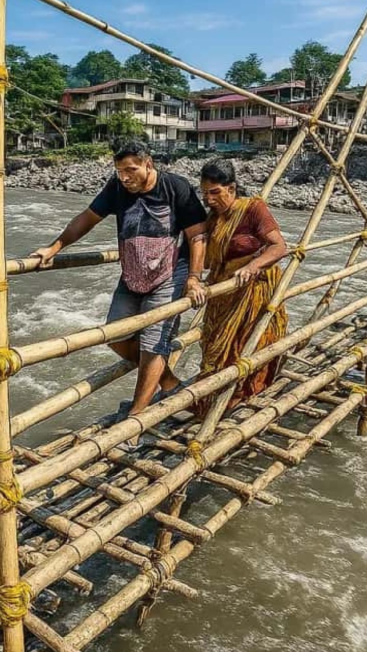 কালভার্ট ভাঙা, তার উপর বাঁশের সেতু! কীভাবে চলছে যাতায়াত?