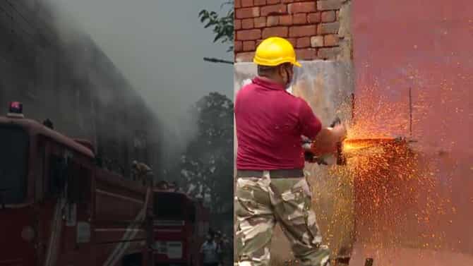 গলগল করে বেরোচ্ছে ধোঁয়া, ভাঙা হচ্ছে গেট, চিৎপুরে ভয়াবহ আগুন