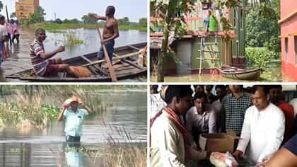 পানীয় জলের সংকট, নৌকাই এখন ভরসা, অথৈ জলে গোঘাট-খানাকুলের বাসিন্দারা
