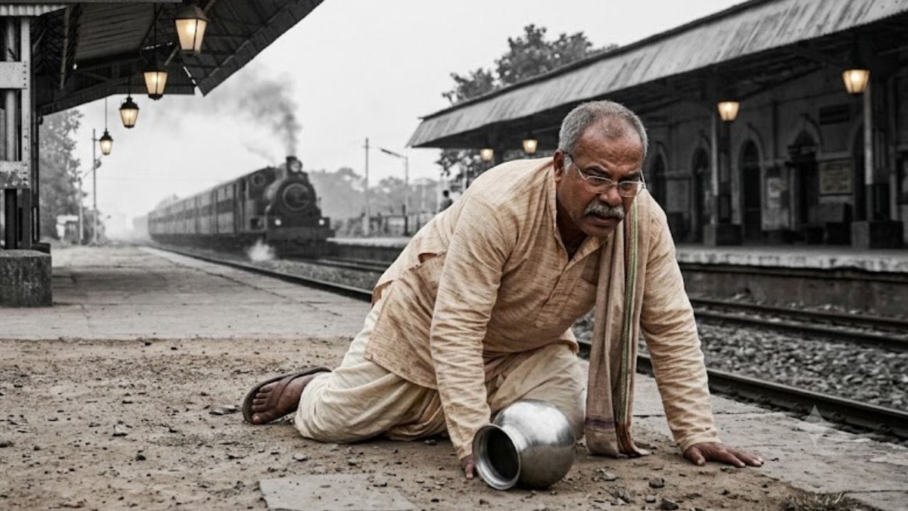 তবে এমনই ভাগ্য! ট্রেনের পিছনে দৌড়তে দৌড়তে মুখ থুবড়ে পড়ে যান তিনি। খুলে যায় ধুতি। মিস হয় ট্রেন। আর যাওয়া হয় না তাঁর। শুধুমাত্র ট্রেনে শৌচাগার না থাকার জন্যই এমনটা হয়। তখনই অখিল চন্দ্র সেন অনুভব করেন যে তাঁর মতো বাকি যাত্রীদেরও এই অভিজ্ঞতা হতে পারে। ট্রেনে শৌচাগার থাকা দরকার।