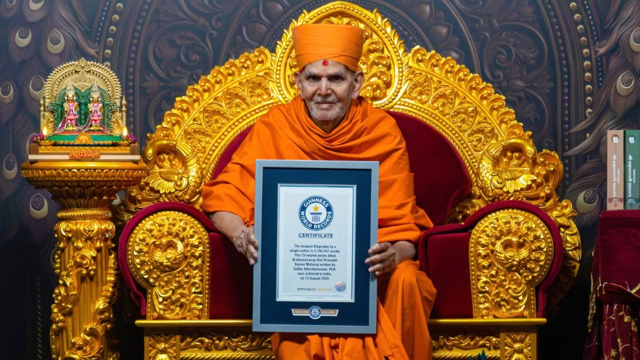 His Holiness Mahant Swami Maharaj With Guinness World Record