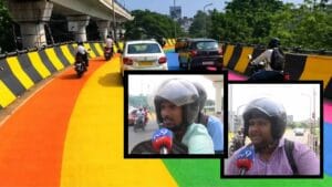 বাইক নিয়ে যেতে অসুবিধা হচ্ছে? ফ্লাইওভারের নতুন রং দেখে কী বলছেন পথচারী