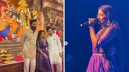 মুম্বইয়ে মুখোপাধ্যায় বাড়ির পুজোয় বাংলা গানে আসর মাতালেন শ্রেয়া